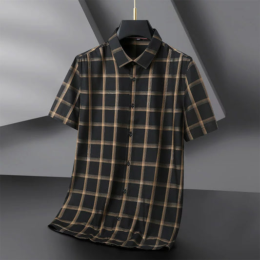 Midnight Mosaic Plaid Half Sleeve Shirt