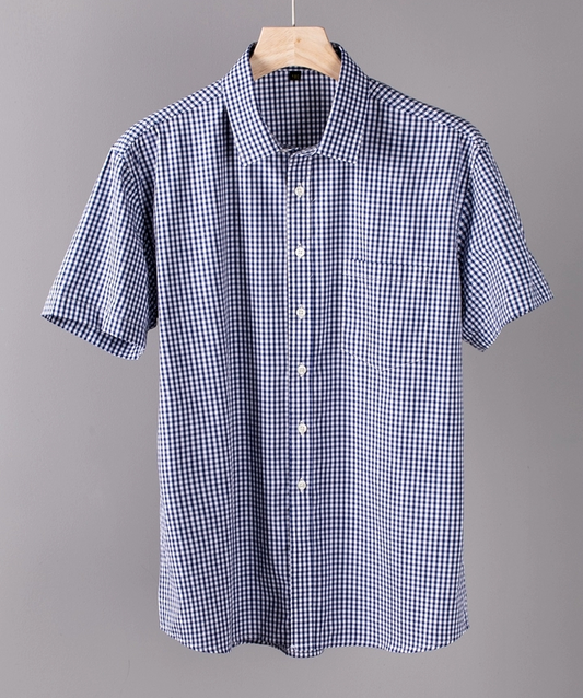 Elite Blue With White Mini Check Half Sleeve Shirt