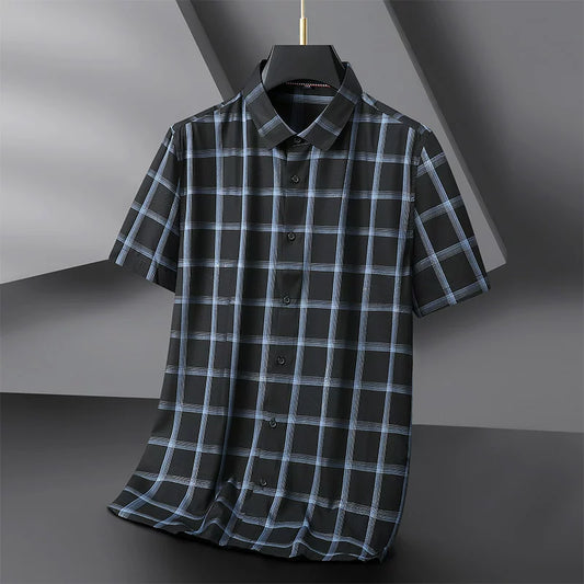 Midnight Mosaic Plaid Half Sleeve Shirt