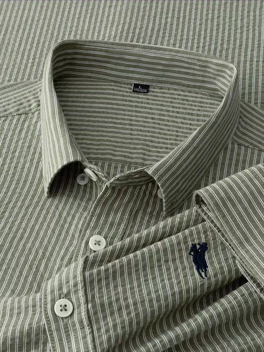 Heritage Pinstripe Crest Formal Shirt
