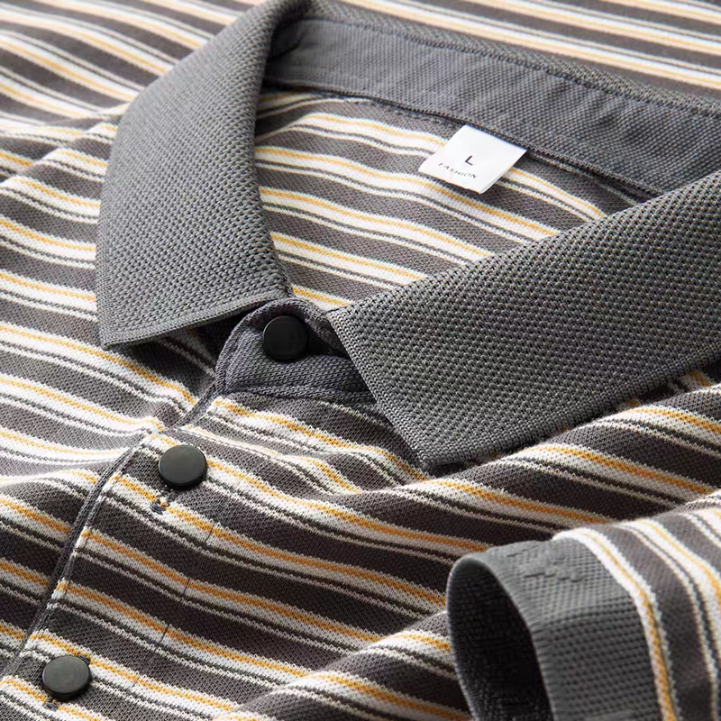 Contrast Collar Stripe Polo T-Shirt