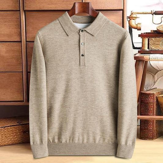 Linen Mist Cashmere Polo Pullover
