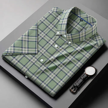 Moss green plaid Half Sleeve Shirt