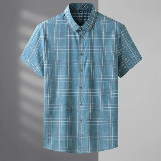 Summery light blue plaid Half Sleeve Shirt