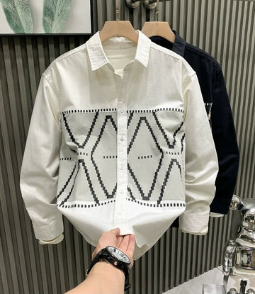 Lavish Starlit Geometry Printed Long Sleeve Shirt