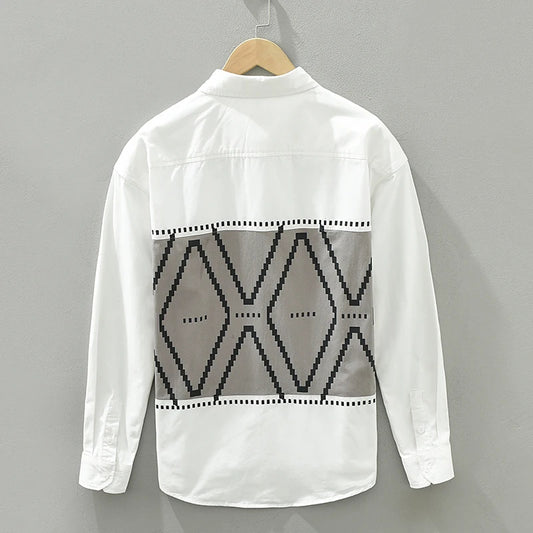 Starlit Geometry Printed Long Sleeve Shirt