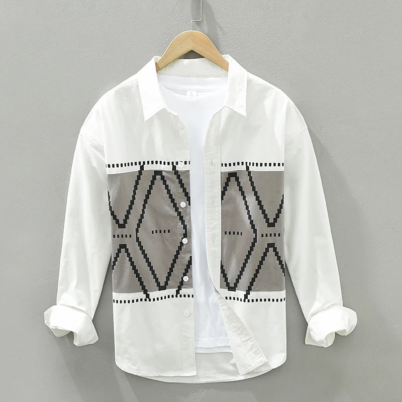 Starlit Geometry Printed Long Sleeve Shirt