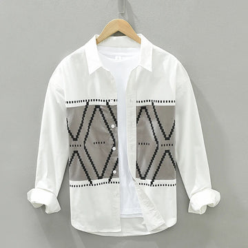 Starlit Geometry Printed Long Sleeve Shirt